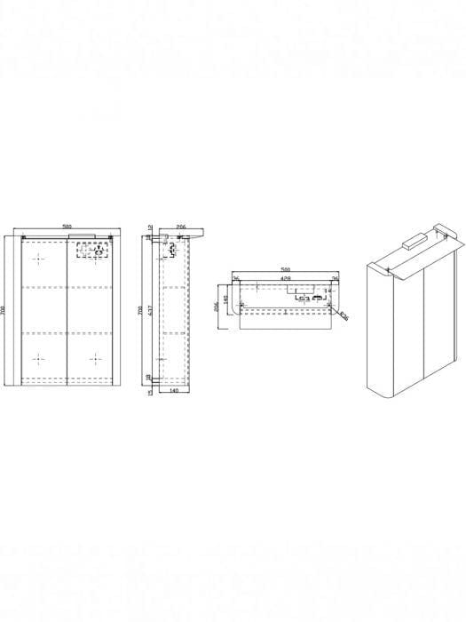 Imex Mirrored Cabinet Imex Suburb 500mm Two Door Illuminated Mirror Cabinet with Shaver Socket - 500mm Wide - White Gloss