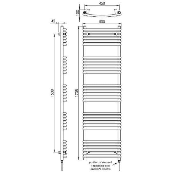 Vogue Designer Towel Radiator Vogue Melody Curved Designer Towel Radiator in Chrome