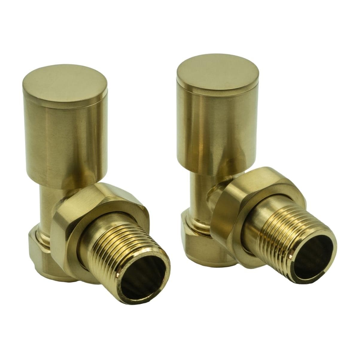 Reina Radiator Valve Brushed Brass Reina Portland Angled Radiator Valves