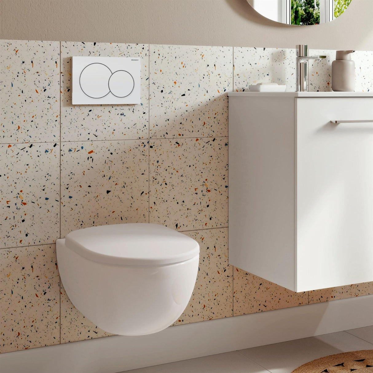 Geberit Flush Plate Geberit Alpha Flush Plate with Round Buttons