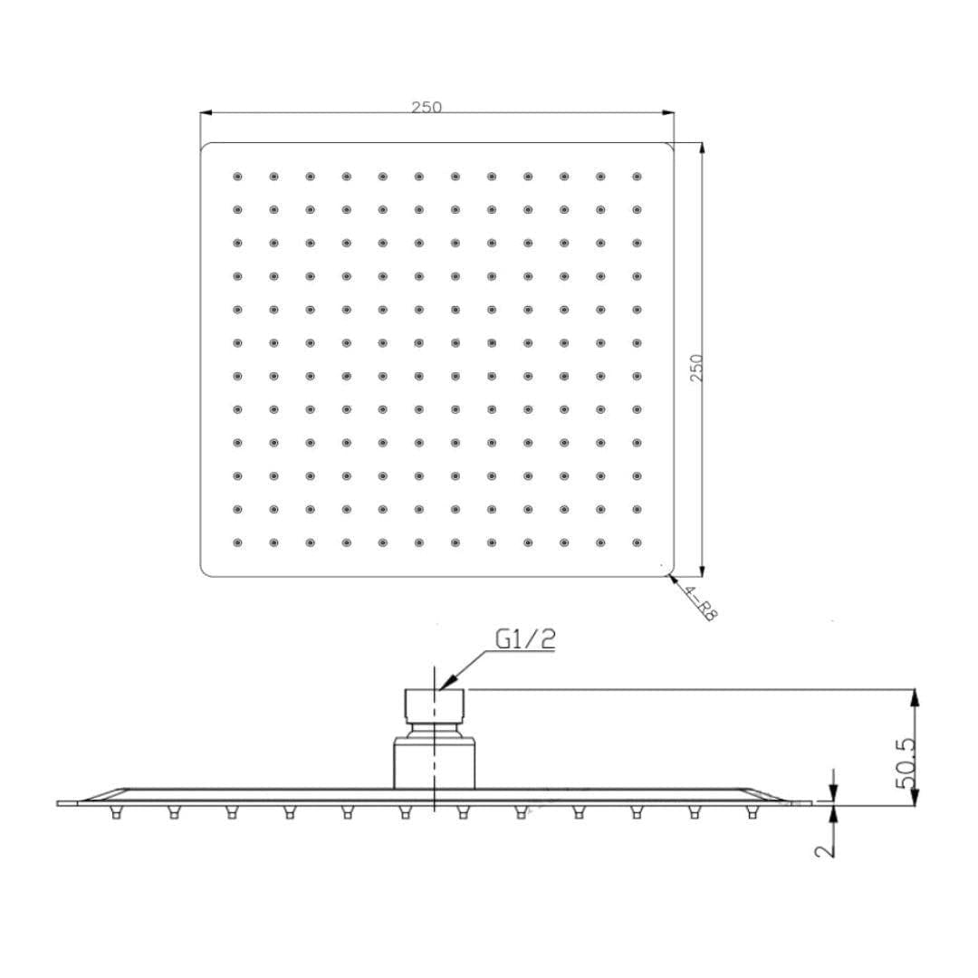 Aquarius Fixed Shower Head Aquarius RainLux Square Slim Shower Head
