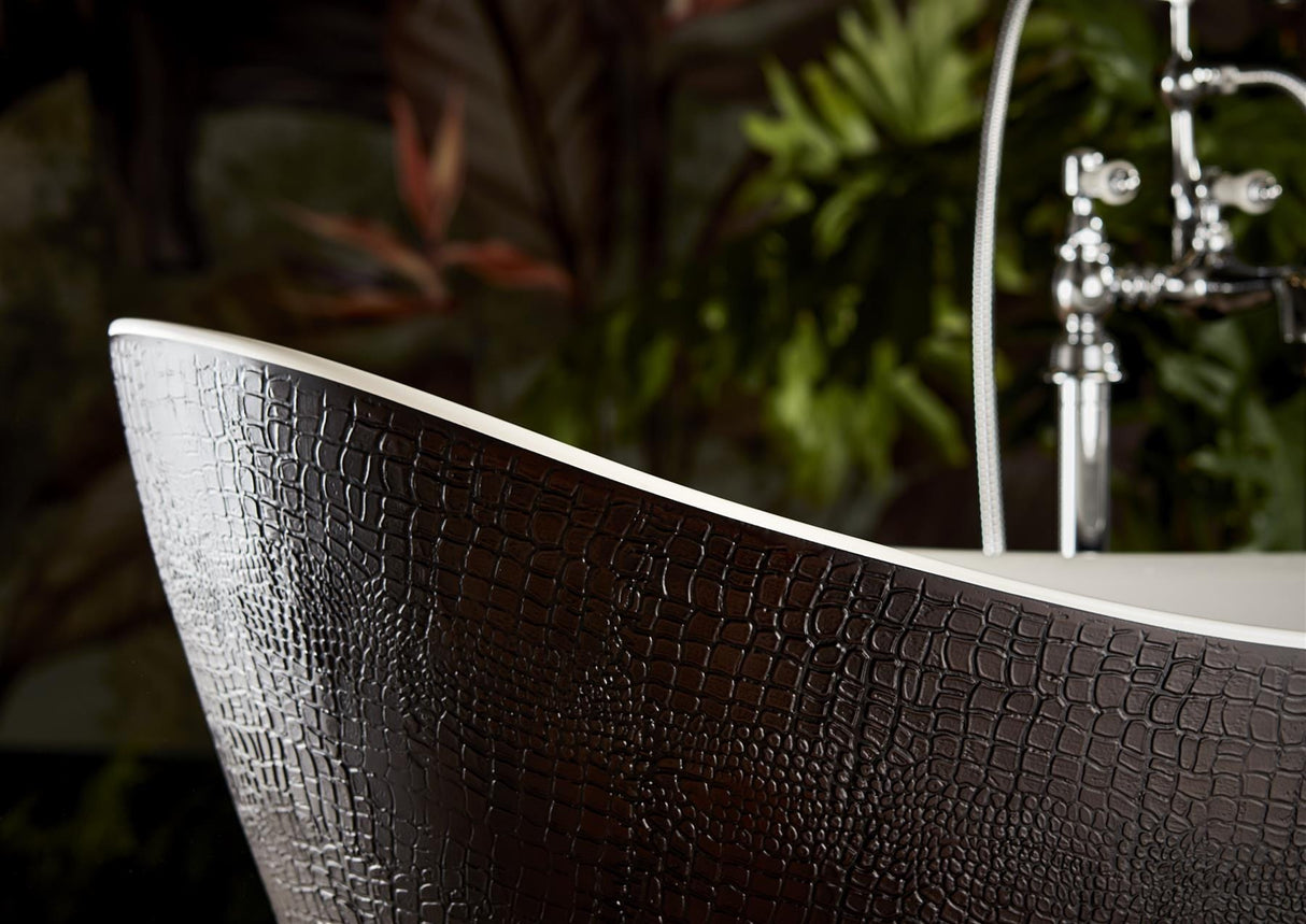 Heritage Modern Freestanding Bath Heritage Alderley Freestanding Acrylic Double Ended Bath - 1735 x 730mm - in Mock Croc Skin Effect