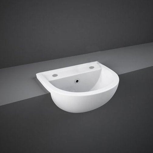 RAK Semi Recessed Basin 2 / 450mm / Centre Rak Compact Semi Recessed Basin in Alpine White
