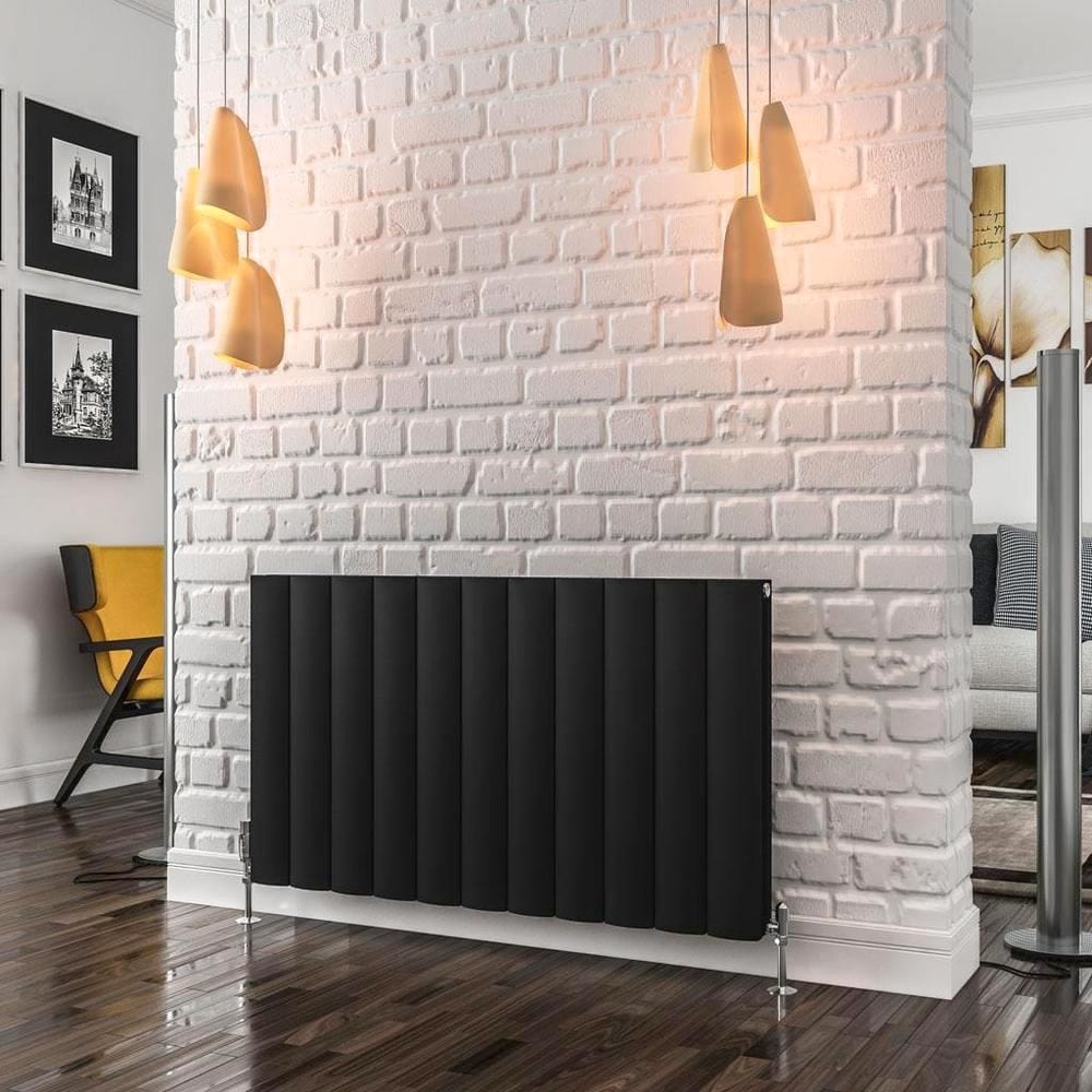 Eastbrook Panel Radiator 600 x 1040 / Dual Fuel Eastbrook Guardia Straight Horizontal Aluminium in Matt Black