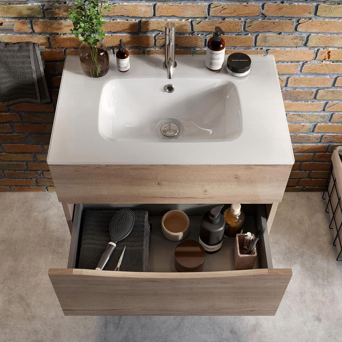 Crosswater Wall Mounted Vanity Unit Crosswater Glide II 2 Drawer Vanity Unit with Basin