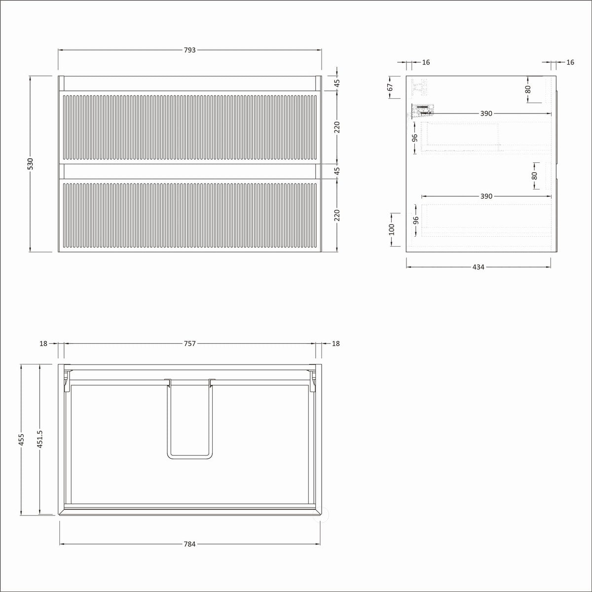 Saneux Wall Mounted Vanity Unit Saneux Monument 800mm Wall Mounted Two Drawer Vanity Unit in Portland Oak with Basin or Worktop