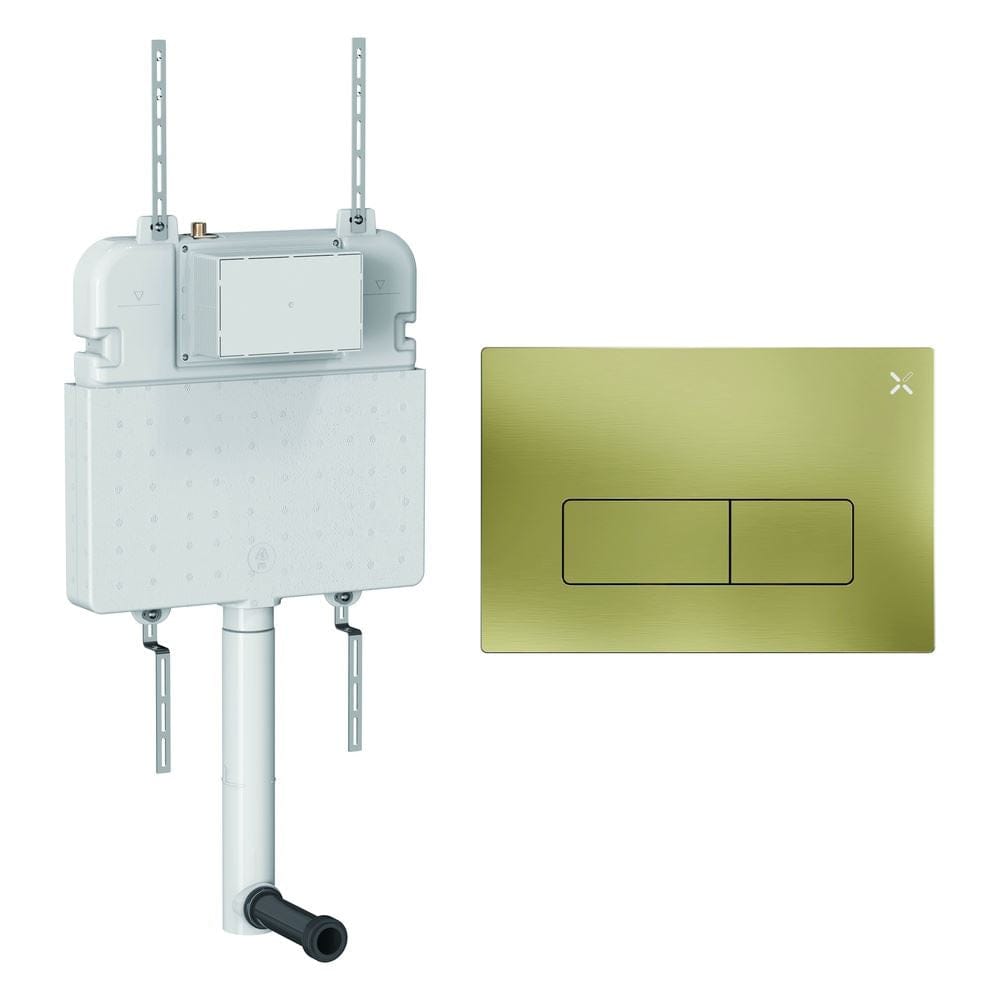 Crosswater Concealed Cistern MPRO Plate in Brushed Brass Crosswater Dual Flush Slimline Concealed Cistern Set with Flush Plate - 508 x 80 x 550mm