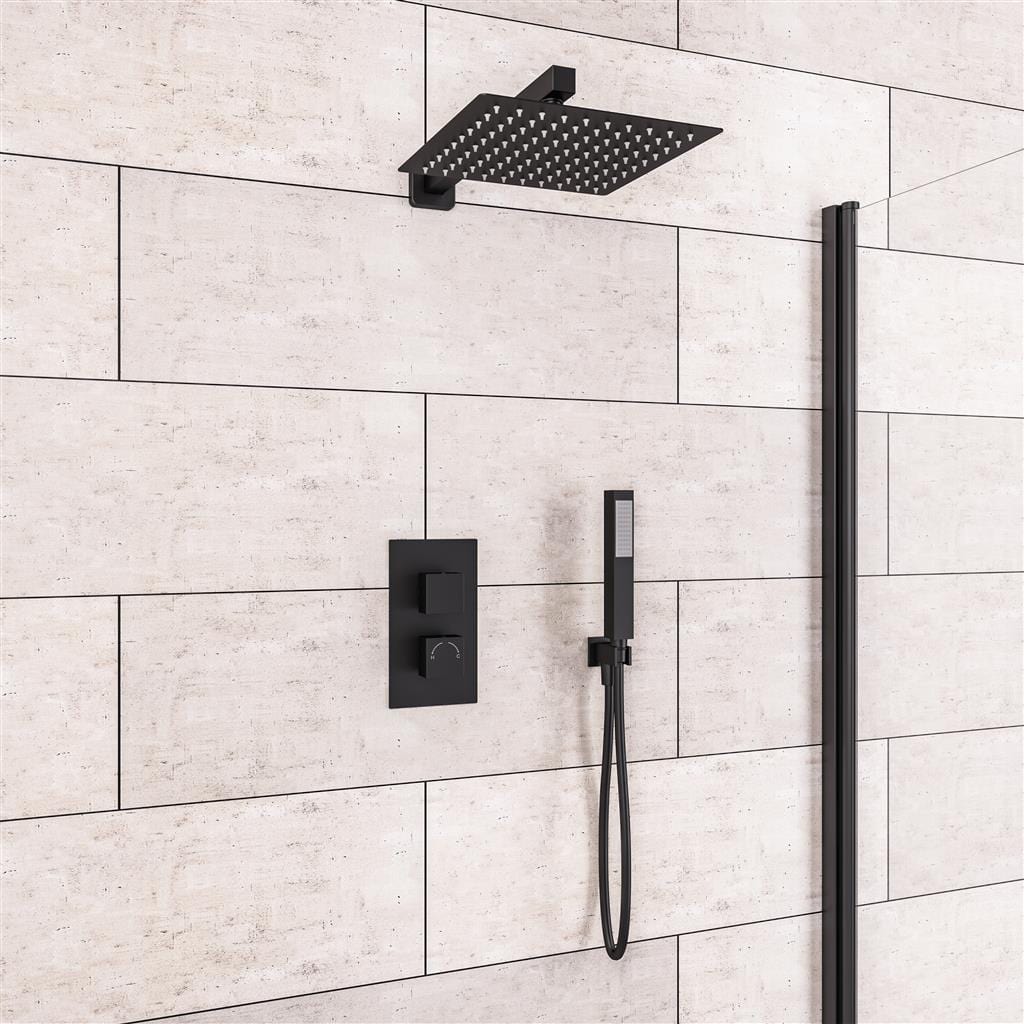 Aquarius Concealed Shower Set Matt Black Aquarius Modern Square Shower Bundle