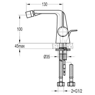 Flova Bidet Tap Flova Fusion Bidet Mixer Tap with Clicker Waste in Diamond Chrome