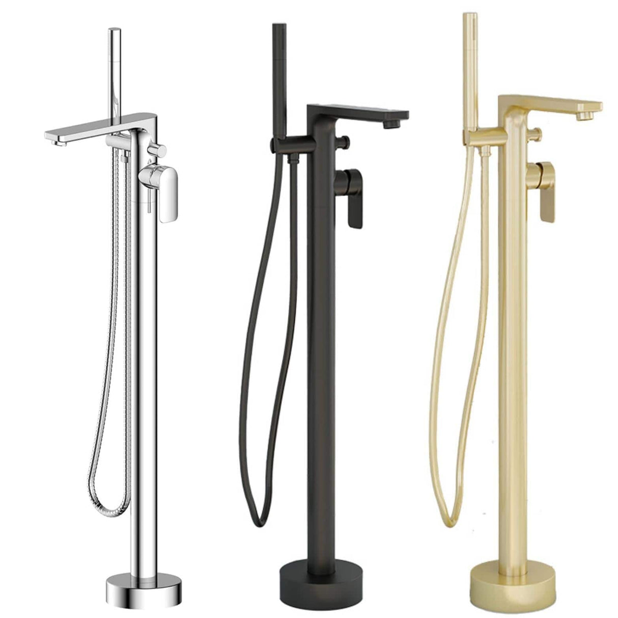 Imex Freestanding Bath Filler Imex Suburb Floor Standing Bath Shower Mixer Tap with Hose and Handset