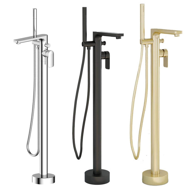 Imex Freestanding Bath Filler Imex Suburb Floor Standing Bath Shower Mixer Tap with Hose and Handset
