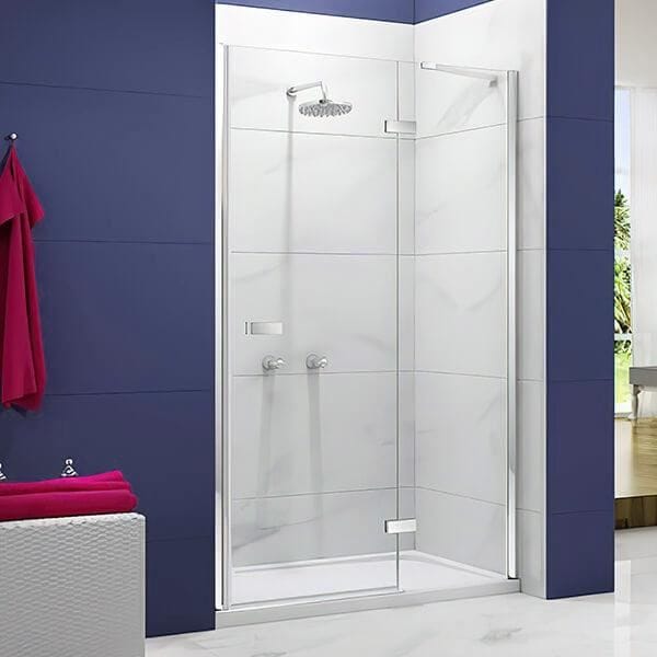 Merlyn Hinged Shower Door Chrome / 800 adj (760-800mm) Merlyn Ionic Essence Frameless Hinged Shower Door and Inline Panel