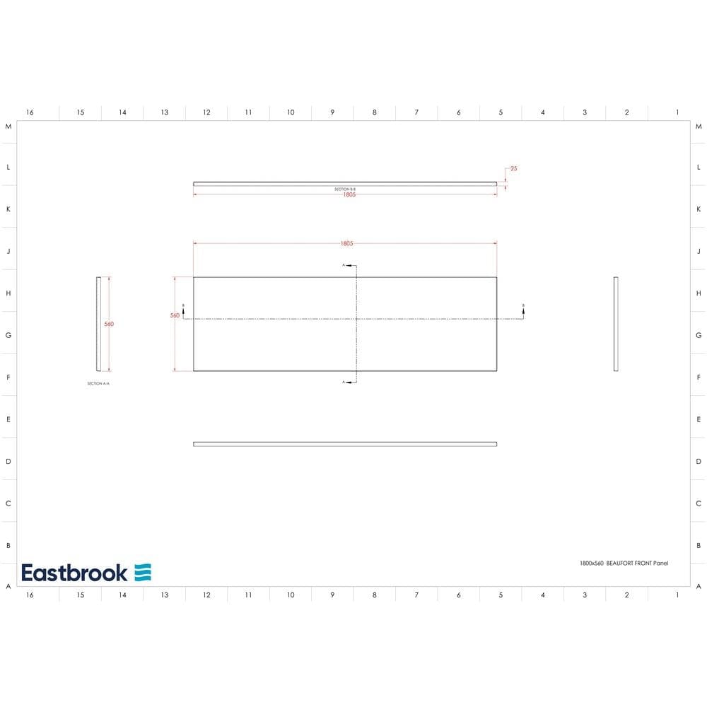 Eastbrook Bath Panel 1800mm / 5mm Acrylic Eastbrook Flat Front Bath Panel