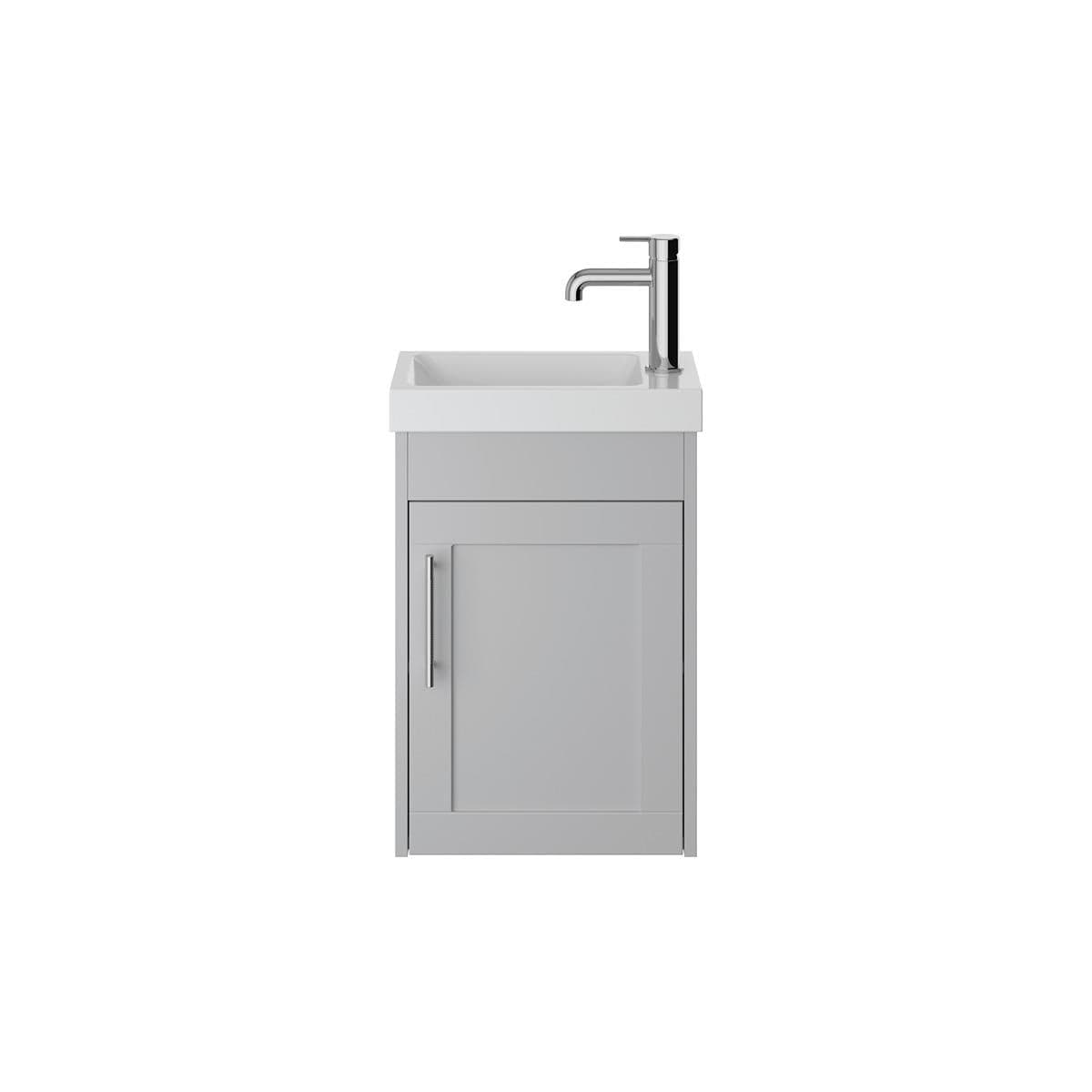 Heritage Cloakroom Vanity Unit Dove Grey Heritage Lynton 400mm Cloakroom Wall Mounted Vanity Unit with 1 Tap Hole Basin