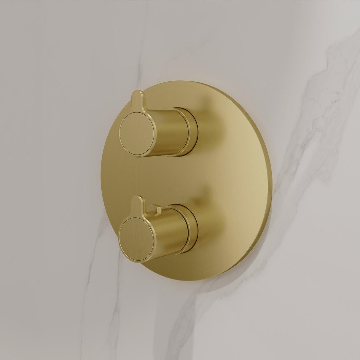 Flova Concealed Shower Valve Brushed Brass Flova Moonlight Round 1, 2 or 3 Outlet SlimBOX Finishing Set