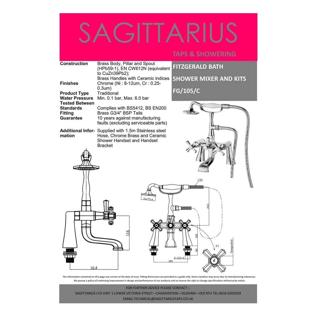 Sagittarius Bath Mixer Sagittarius Fitzgerald Bath Shower Mixer Tap in Chrome