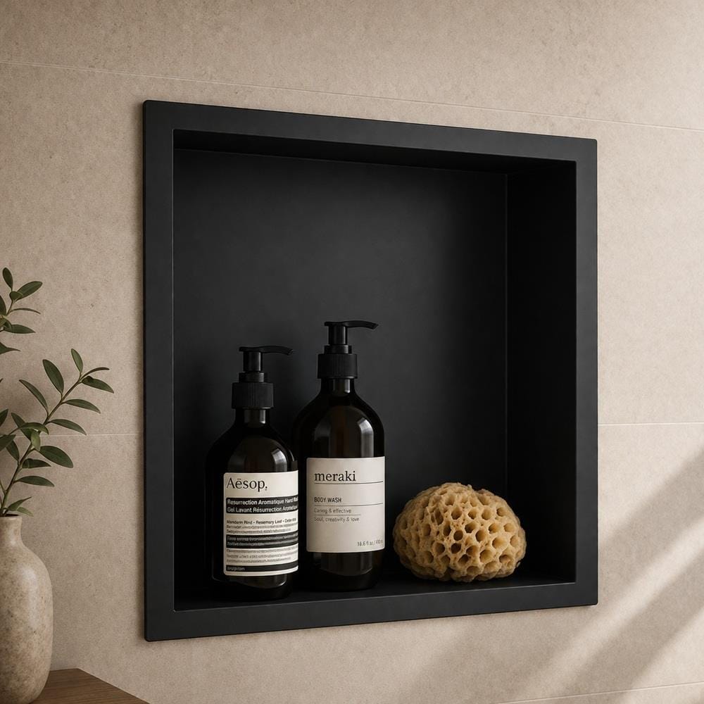 Aquarius Bathrooms Shelf Matt Black / 300 x 300mm Aquarius Shower Niche