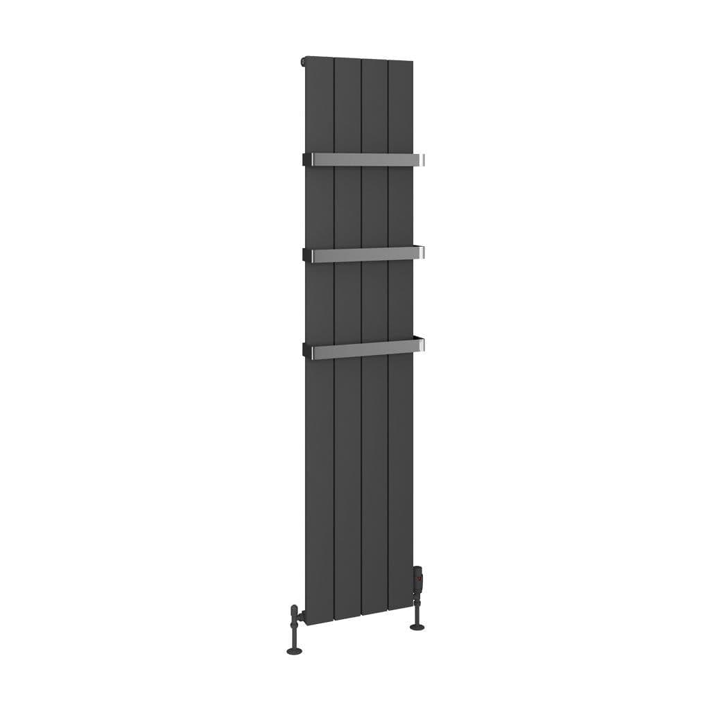 Eastbrook Panel Radiator Eastbrook Rosano Straight Vertical Aluminium Radiator in Matt Anthracite