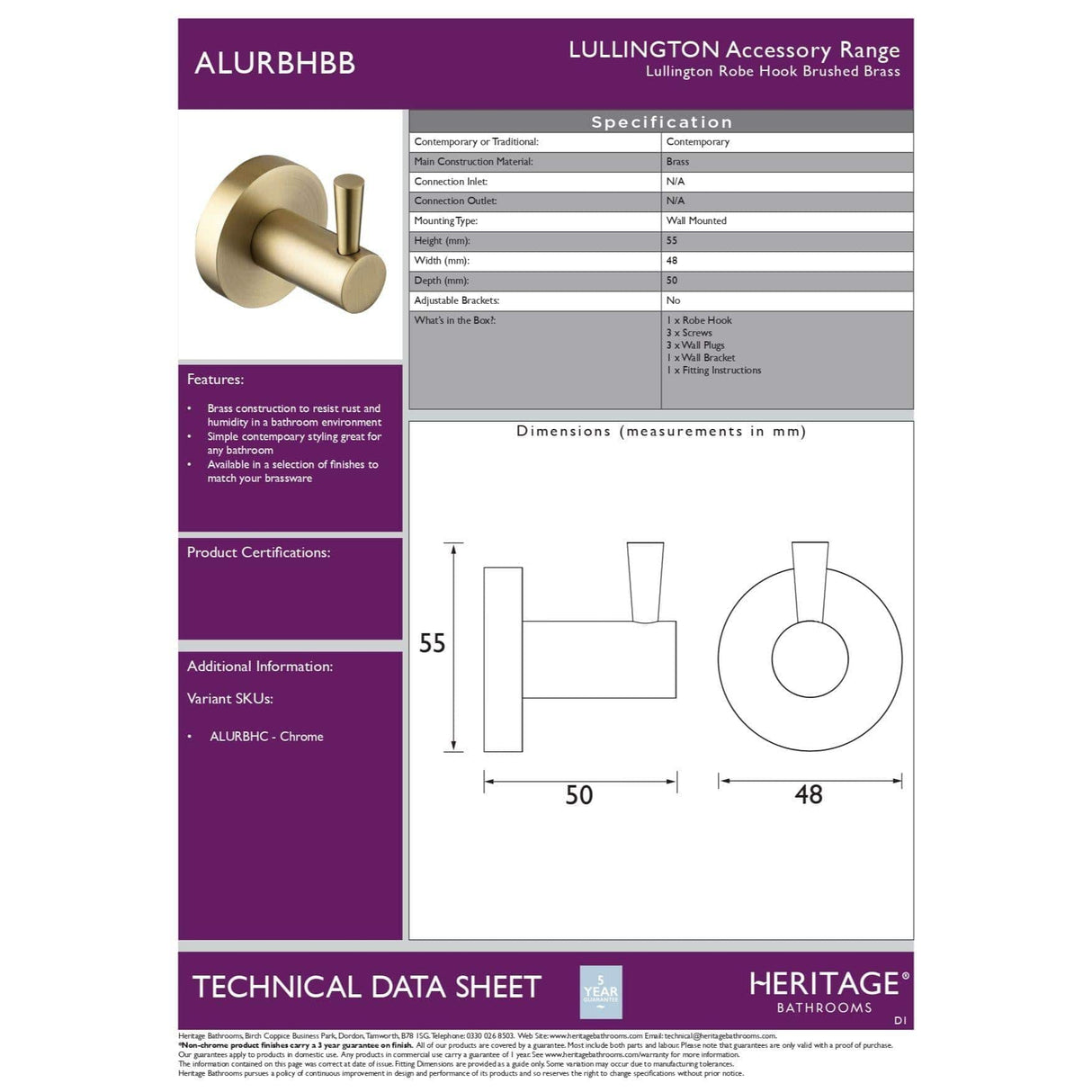 Heritage Robe Hook Heritage Lullington Robe Hook