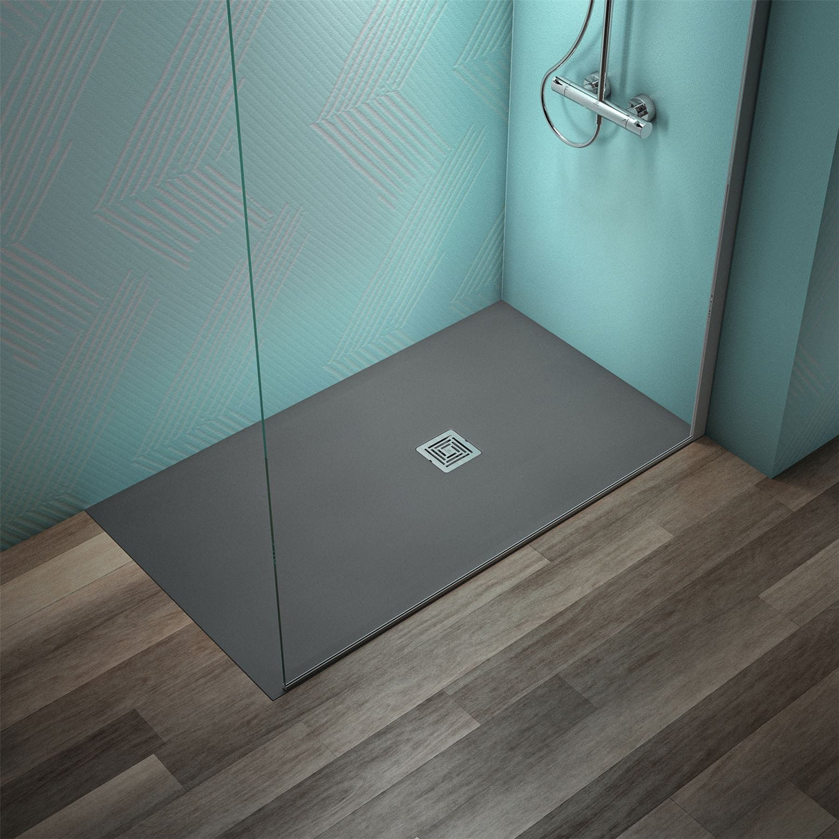 Ideal Standard Rectangle Shower Tray Concrete Grey / 1400 x 800mm Ideal Standard Ultra Flat S+ Shower Tray 30mm including Waste