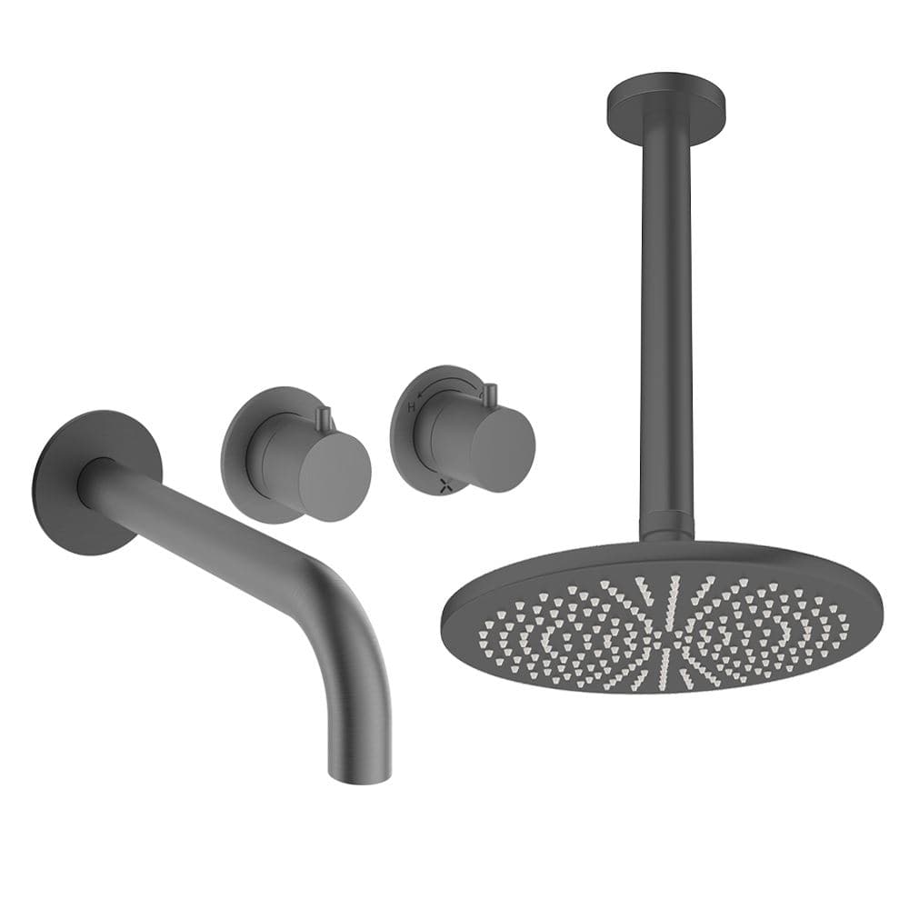 UK Bathroom Store Concealed Shower Set Crosswater Module Shower Set 3 with Fixed Overhead Shower and Bath Spout