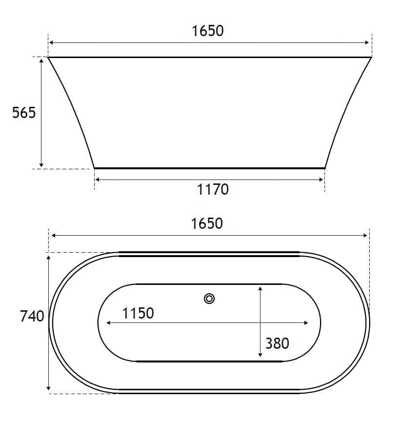 Eastbrook Modern Freestanding Bath Eastbrook Charlton Freestanding Bath - 1650 x 740mm