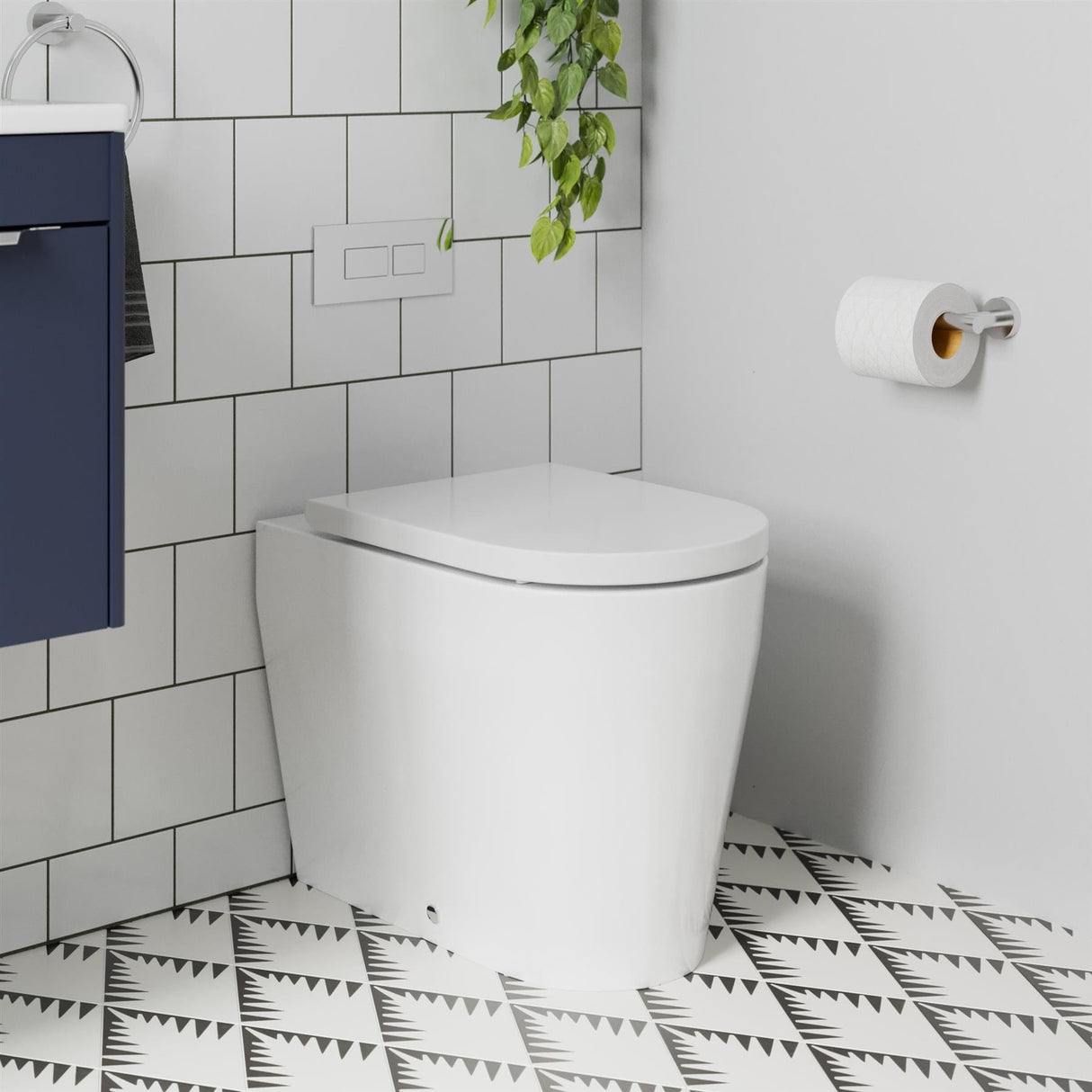 Britton Back To Wall Toilet Britton Stadium Back To Wall Toilet with Soft Close Seat in Gloss White