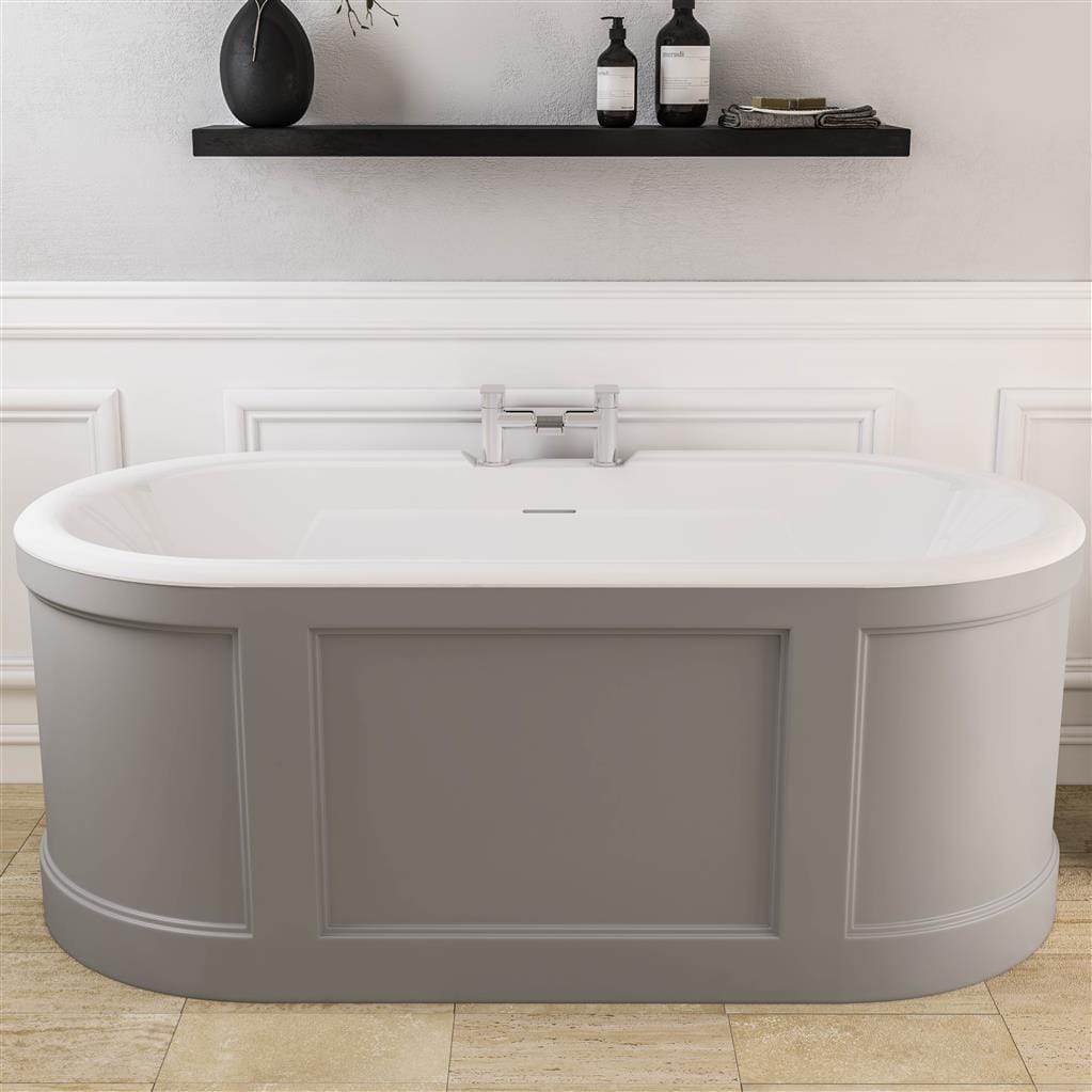 Eastbrook Modern Freestanding Bath Eastbrook Hampton Freestanding Bath - 1515 x 735 - Matt Grey/White - 33.0012