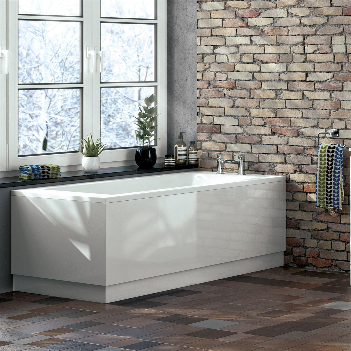 Aquarius Bathrooms Bath Panel 1900 x 550mm Aquarius Halite Waterproof Front Bath Panel in White Gloss