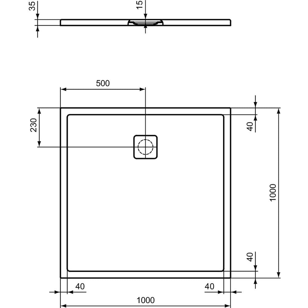 Ideal Standard Ultra Flat EVO 35mm Shower Tray in Silk White with Waste