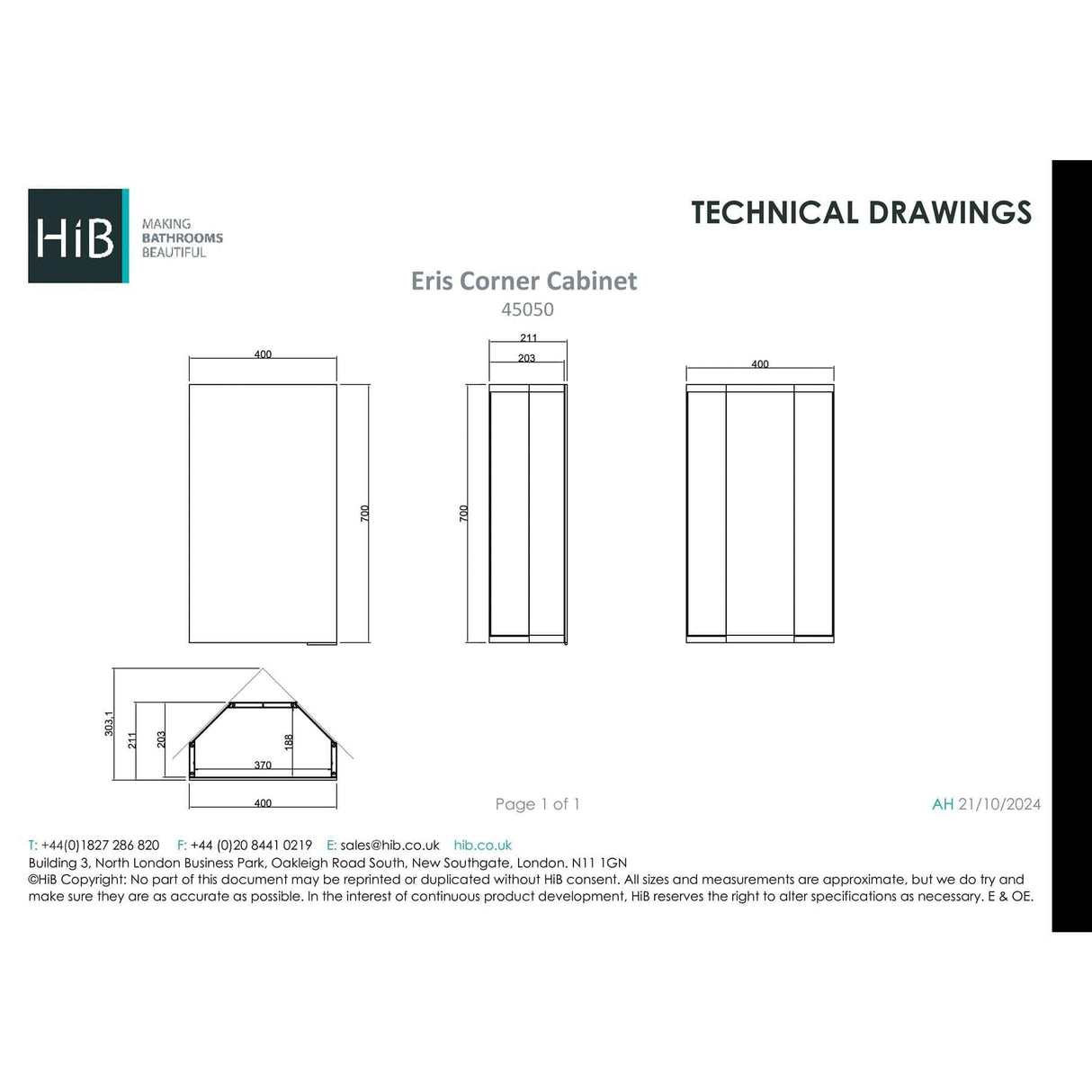 HiB Mirrored Cabinet HiB Eris Corner Mirrored Cabinet