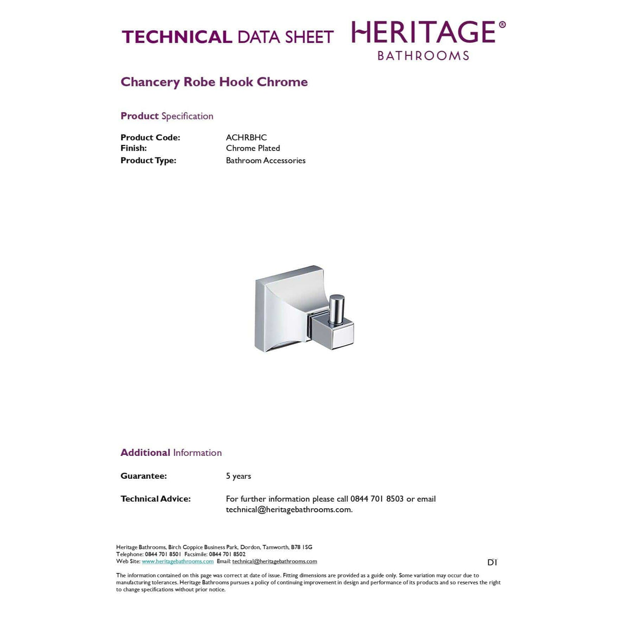 Heritage Robe Hook Heritage Chancery Robe Hook in Chrome
