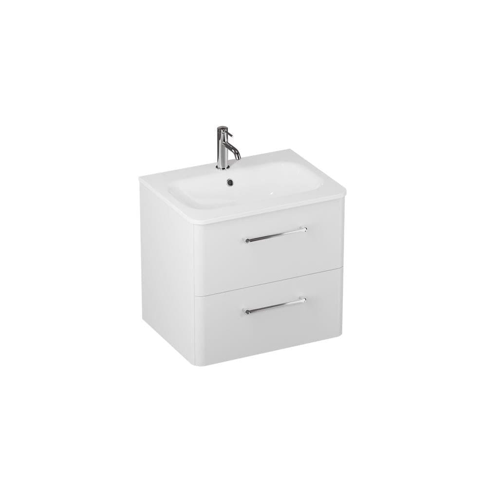 Britton Wall Mounted Vanity Unit Frosted White / 1 Tap Hole Basin / Chrome Britton Camberwell Wall Mounted 600mm Vanity Unit with Basin or Worktop