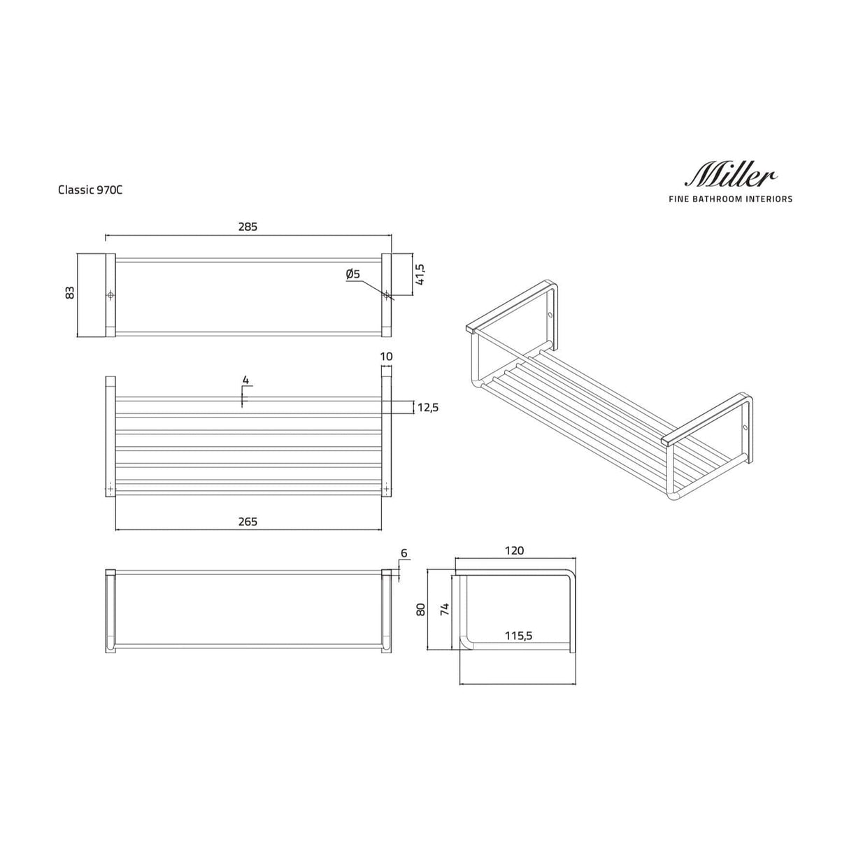 Miller Basket Miller Single Shower Basket - Chrome - 970C