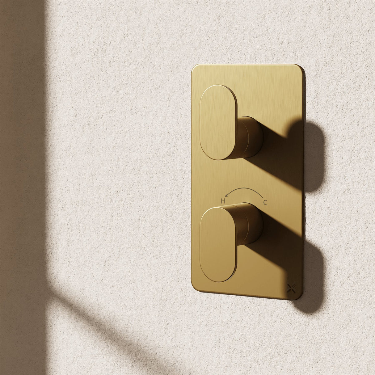 Crosswater Concealed Shower Valve Brushed Brass Crosswater Drift 1 Outlet, 2 Handle Vertical Concealed Shower Valve