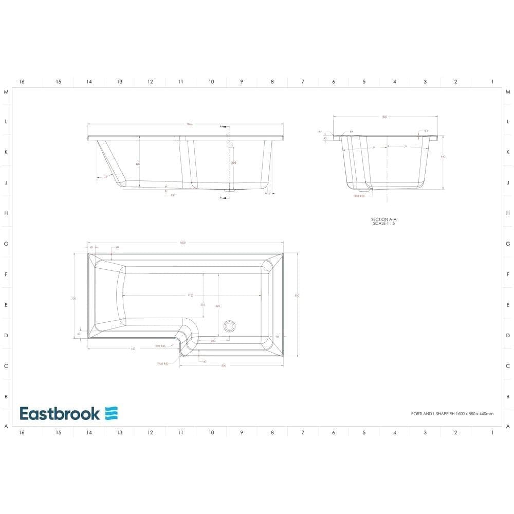 Eastbrook P-Shaped Shower Bath Eastbrook Portland P-Shape Shower Bath