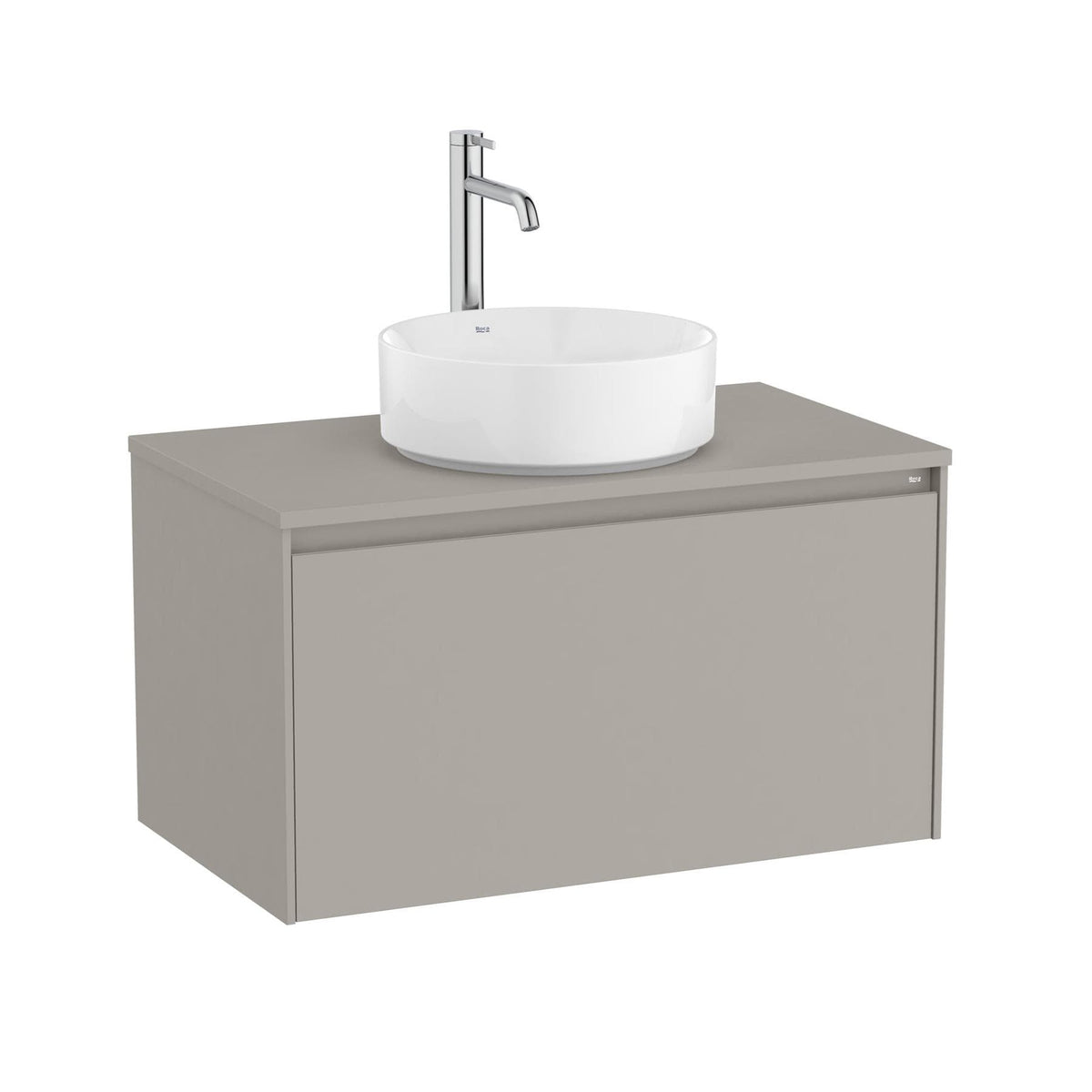 Roca Wall Mounted Vanity Unit Matt Grey Roca Ona 800mm Wall Mounted One Drawer Vanity Unit with Countertop