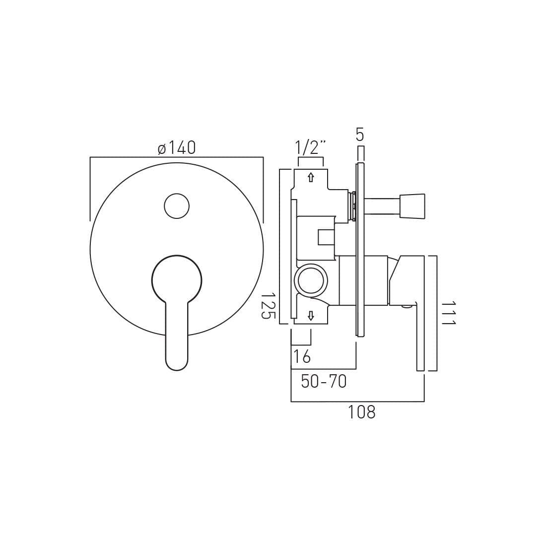 Vado Concealed Shower Valve Vado Sense Concealed Single Lever Wall Mounted Manual Shower Valve with Diverter