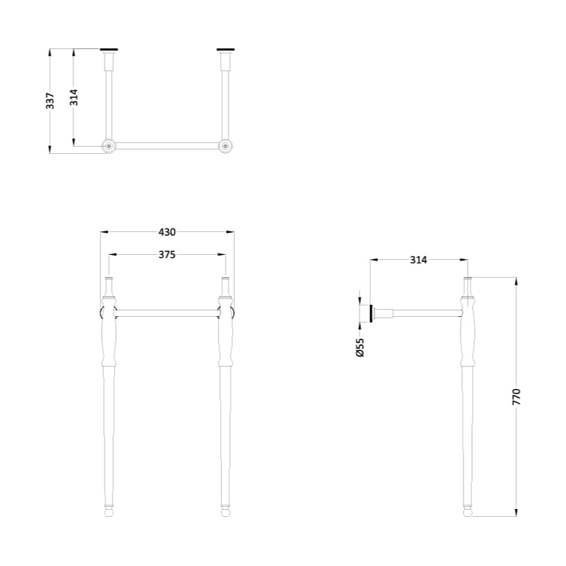 UK Bathroom Store Wall Hung Basin Burlington Guild 450mm Cloakroom Basin with Washstand