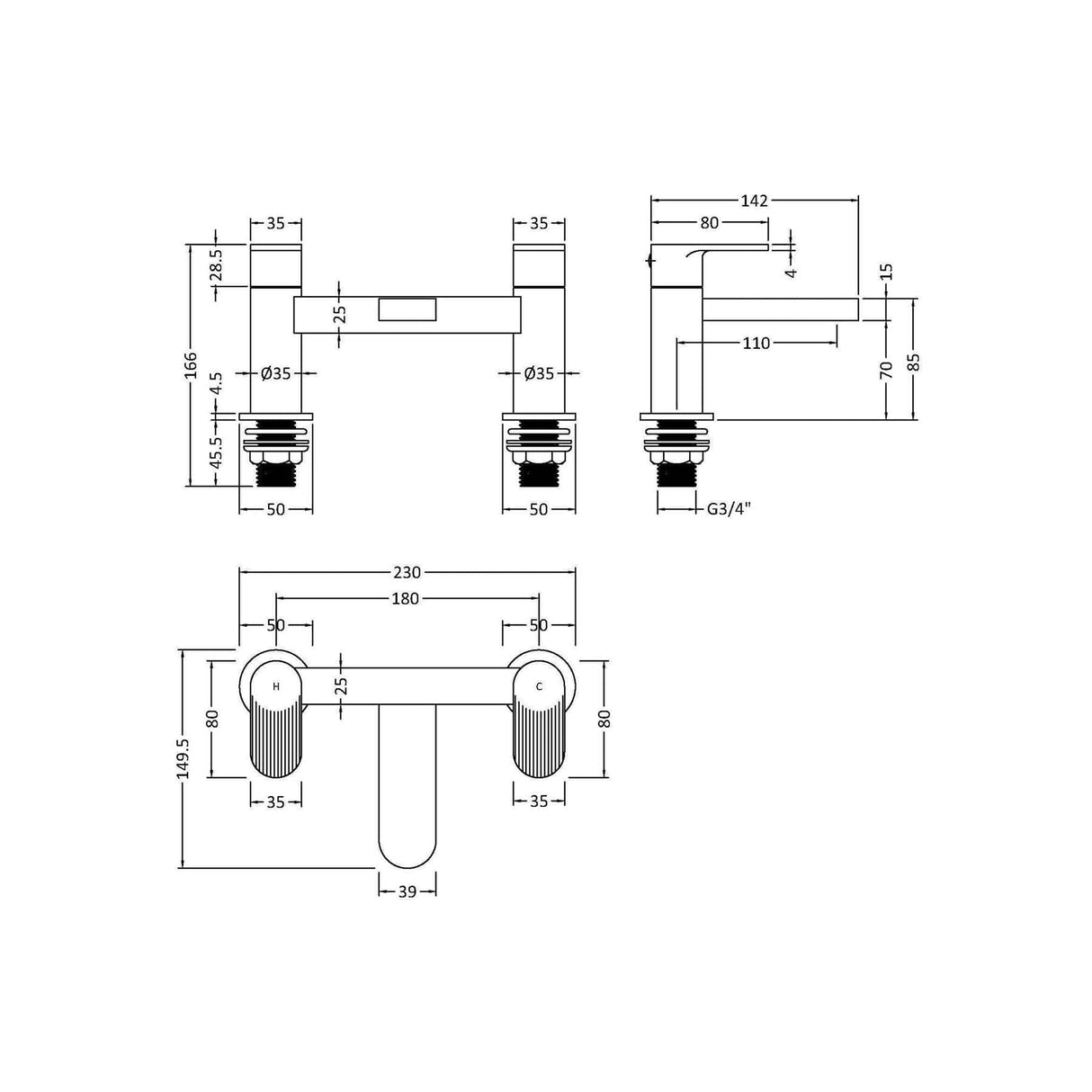 Aquarius Bathrooms Bath Mixer Aquarius Deco 2 Hole Deck Mounted Bath Mixer Tap