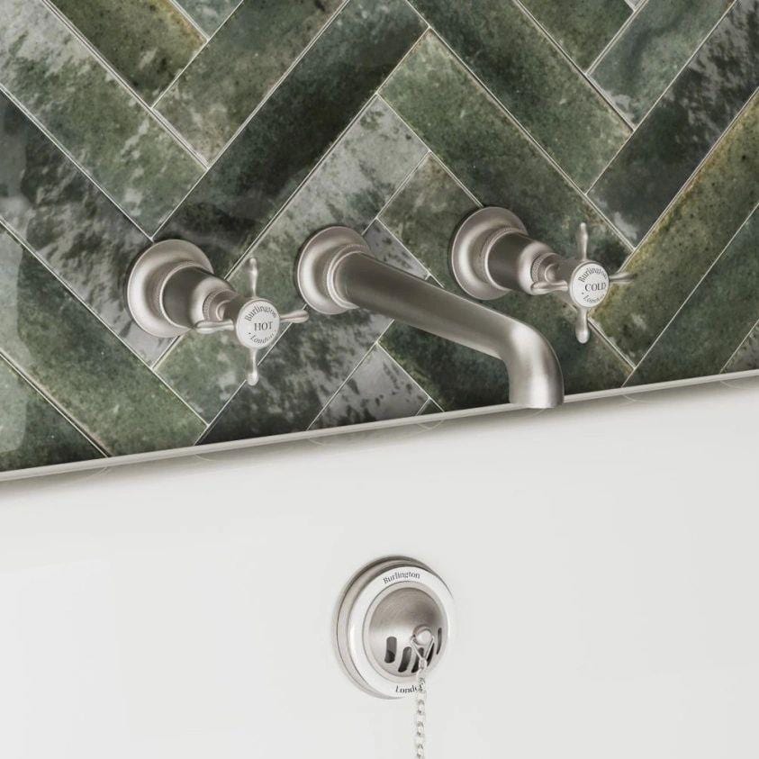 Burlington Wall Mounted Bath Tap Brushed Nickel Burlington Guild 3 Hole Wall Mounted Bath Filler Tap