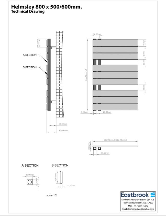 Eastbrook Designer Towel Radiator Eastbrook Helmsley Straight Vertical Designer Towel Rail in Matt Grey