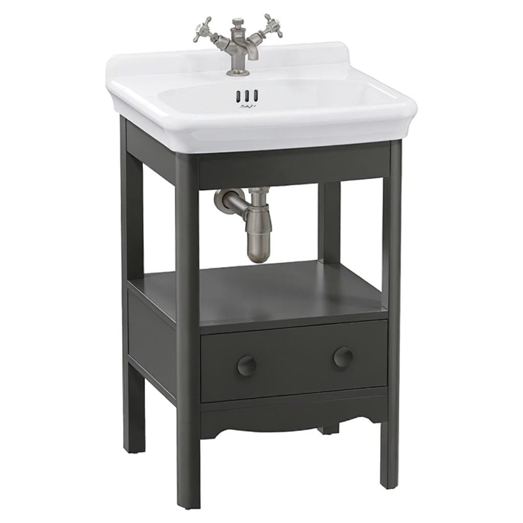 Burlington Floor Standing Vanity Unit Ashbee Grey / 3 Hole Burlington Guild Floor Standing 560mm Vanity Unit with Basin