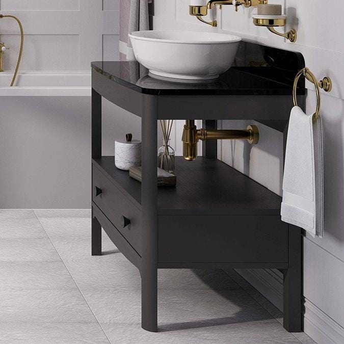 Burlington Floor Standing Vanity Unit Ashbee Grey / Marquina Burlington Guild Floor Standing 850mm Vanity Unit with Worktop