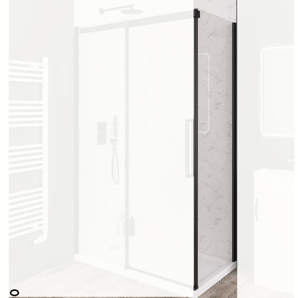 Eastbrook Side Panel Matt Black / 900mm Eastbrook Corniche 2000 8mm Side Panel for Sliding Doors