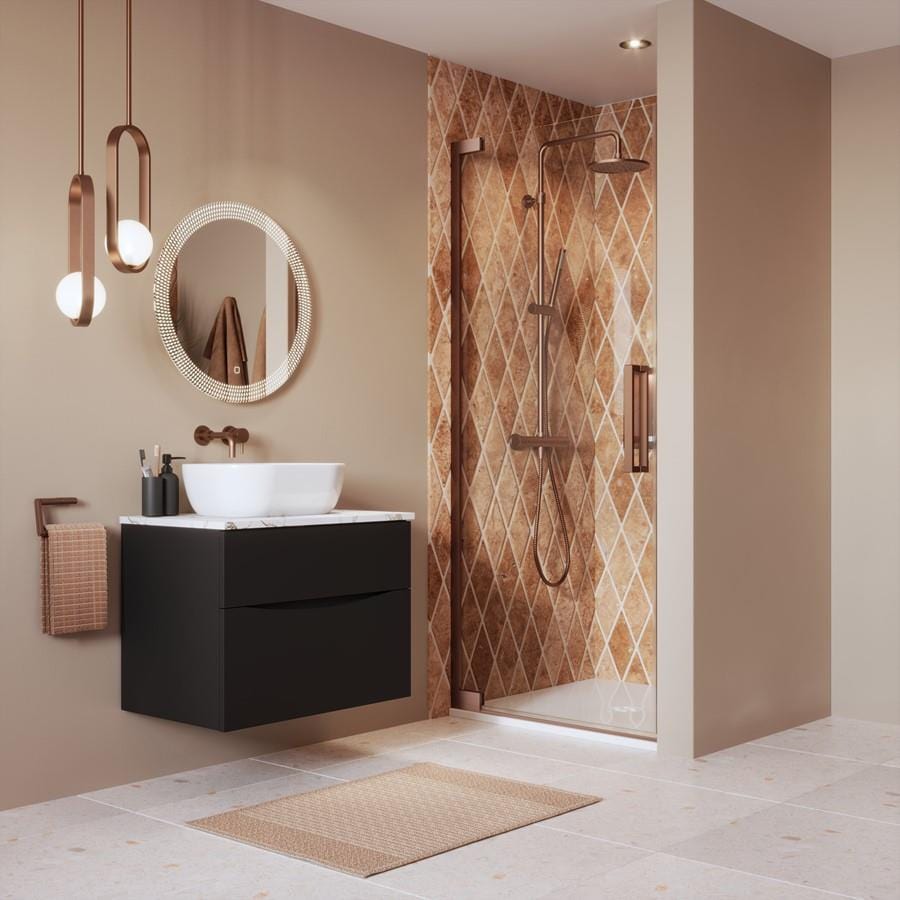 Crosswater Hinged Shower Door Brushed Bronze / 2000 x 1000 Crosswater Asura 8mm Hinged Shower Door