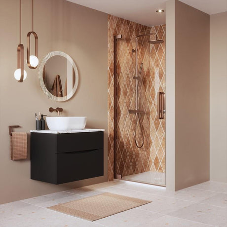 Crosswater Hinged Shower Door Brushed Bronze / 2000 x 1000 Crosswater Asura 8mm Hinged Shower Door