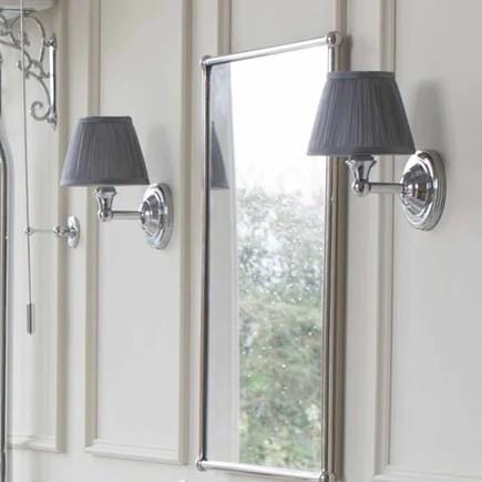 Burlington Bathroom Lighting Burlington LED Round Bathroom Wall Light with Chrome Base and Chiffon Silver Shade