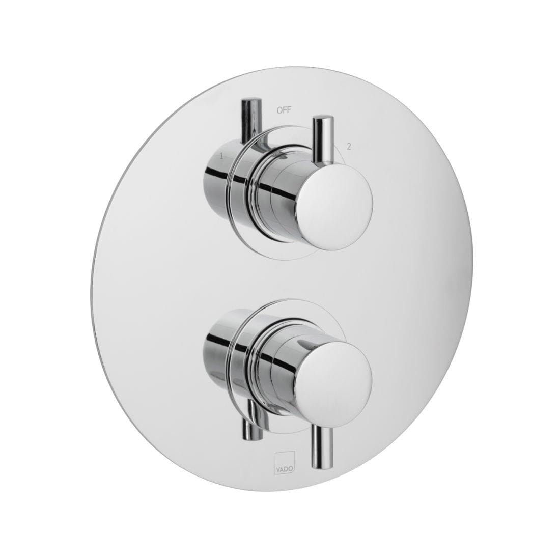 VADO Concealed Shower Valve Vado Celsius 2 Outlet Round Thermostatic Shower Valve in High Shine Polished Chrome