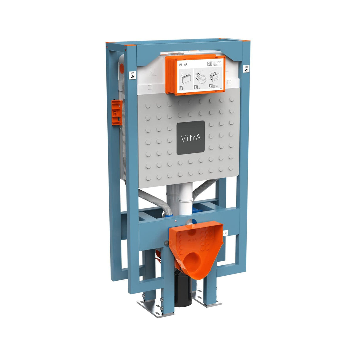 VitrA Wall Hung WC Frame VitrA V-Fix Prime Slim Wall Hung Toilet Frame and 80mm 3/6 Litre Concealed Cistern with Back-to-Back Fixation and Electrical Connection